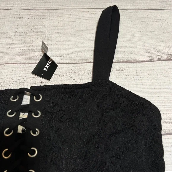 EXPRESS Black Lace-Up Bodysuit - Picture 6 of 15